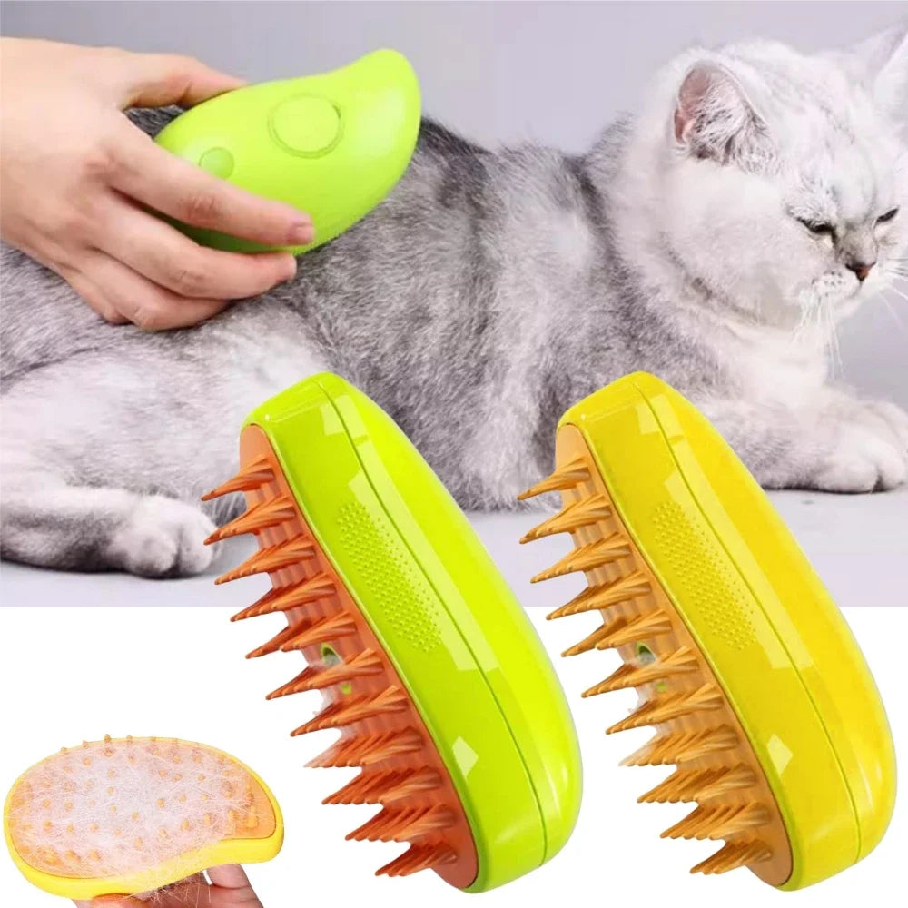 VIRAL 3-in-1 Electric Pet Grooming Brush: Steams, Massages, and Removes Hair